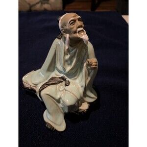 Shiwan Chinese OLD WISE MUDMAN Teacher Ceramic Art Pottery FIGURINE,6 3/4” Tall